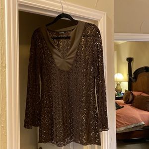 Boston Proper Open Knit Crochet Top Size Medium